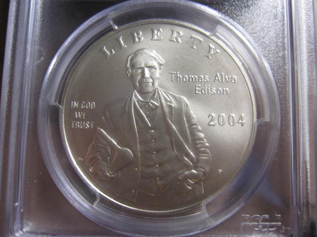 США 1 доллар 2004 P Томас Эдисон PCGS MS69 слаб СЕРЕБРО ЛЮКС!