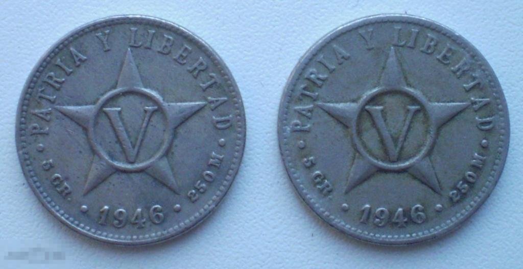 Куба. 5 сентаво. 1946 г. 2 шт.