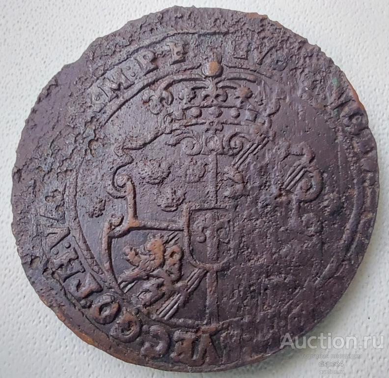 Швеция 1 эре 1628 Густав II Адольф  Грифон 25 г RRR ( 3)