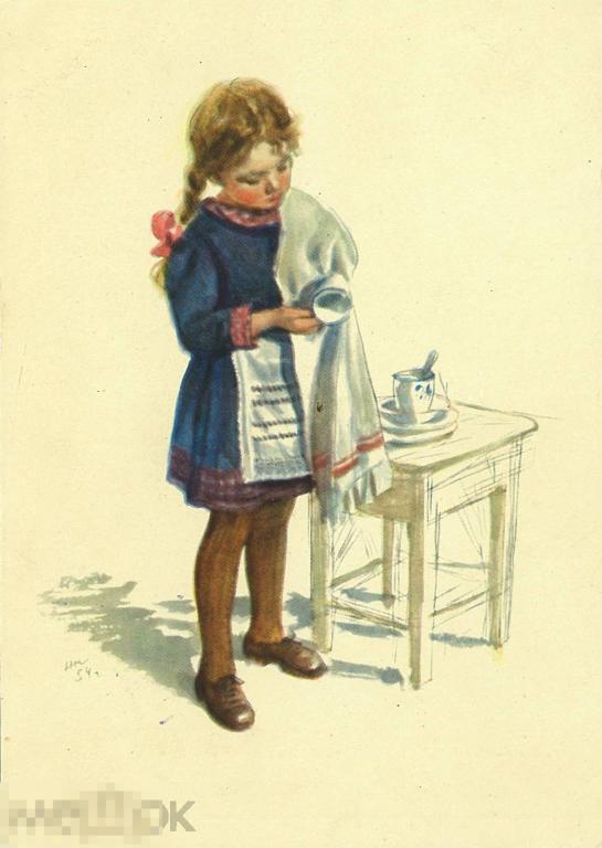 Н. Жуков. Всё сама. 1954 г.