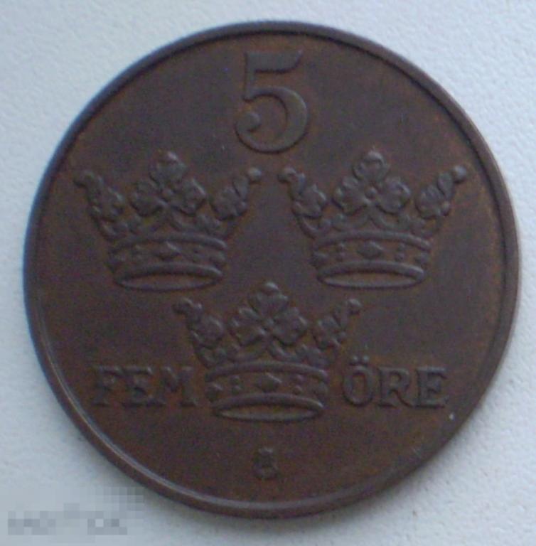 Швеция. 5 эре. 1913 г.