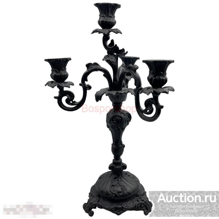 Чугунный подсвечник "4-х рожковый в стиле рококо" 2016 г. Касли, Россия