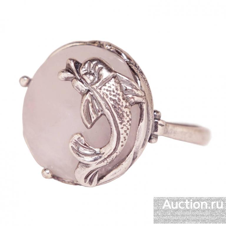 Кольцо Р21 "Дельфиния" кварц розовый натуральный камень посеребрение 3046 Хорошие Вещи