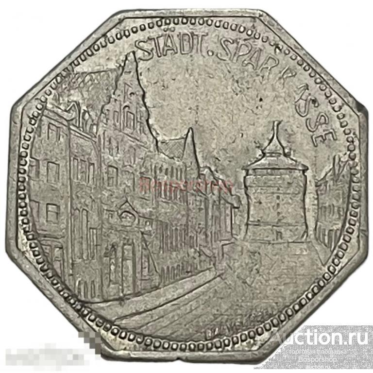 Германия, Нюрнберг 20 пфеннигов 1920-1921 гг. (Трамвайный токен - Сберегательная касса)