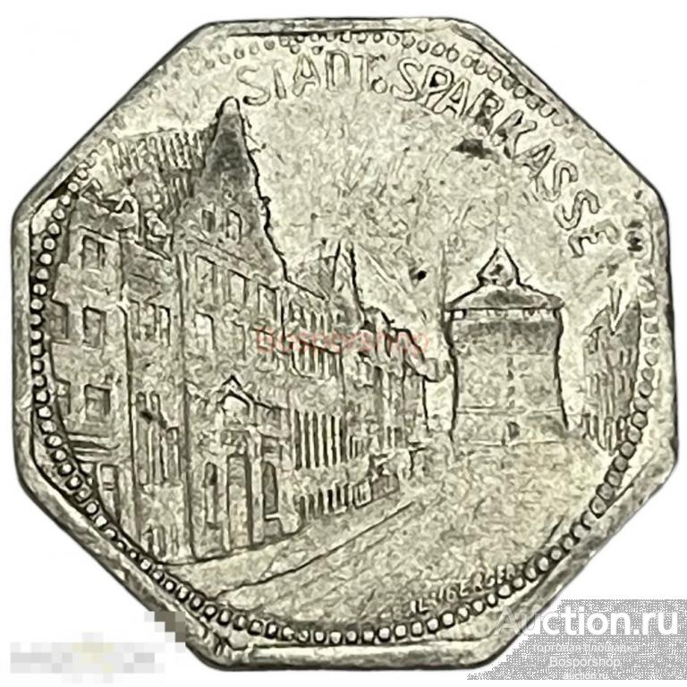 Германия, Нюрнберг 20 пфеннигов 1920-1921 гг. (Трамвайный токен - Сберегательная касса) (Лот №3)