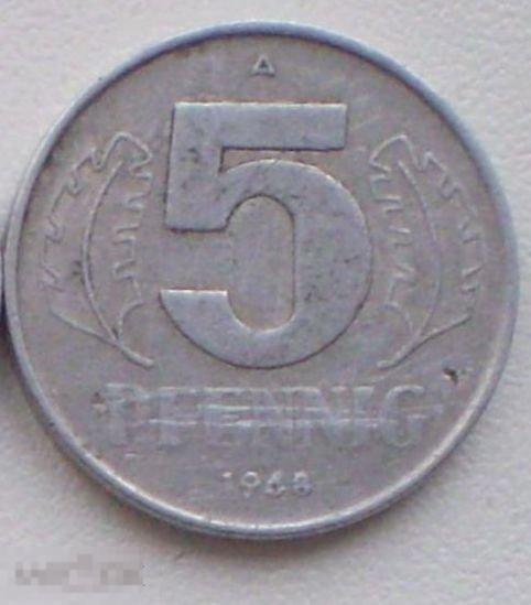Германия ГДР. 5 пфеннигов. 1968 г. А
