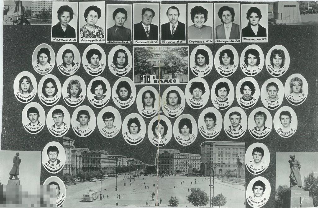 Групповая. 10-I класс с учителями. Челябинск, 1970-е гг.