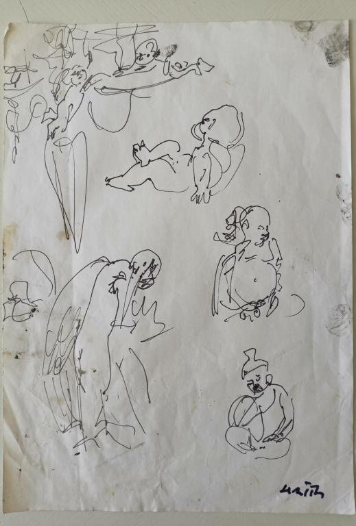 Конышева Н.И. (1935-2022)  Наброски фигур. Рисунок 1