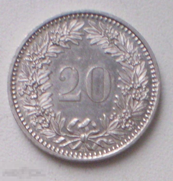 Швейцария. 20 раппенов (сантимов). 2007 г.