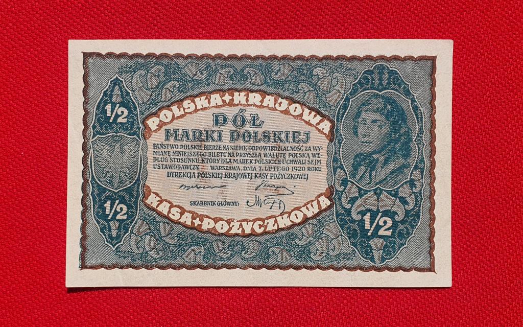 1/2 марки "Polska krajowa kasa pożyczkowa", 1920 год, Польша республика