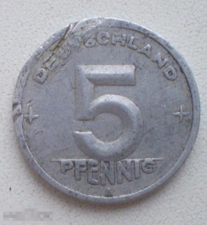Германия ГДР. 5 пфеннигов. 1949 г. А