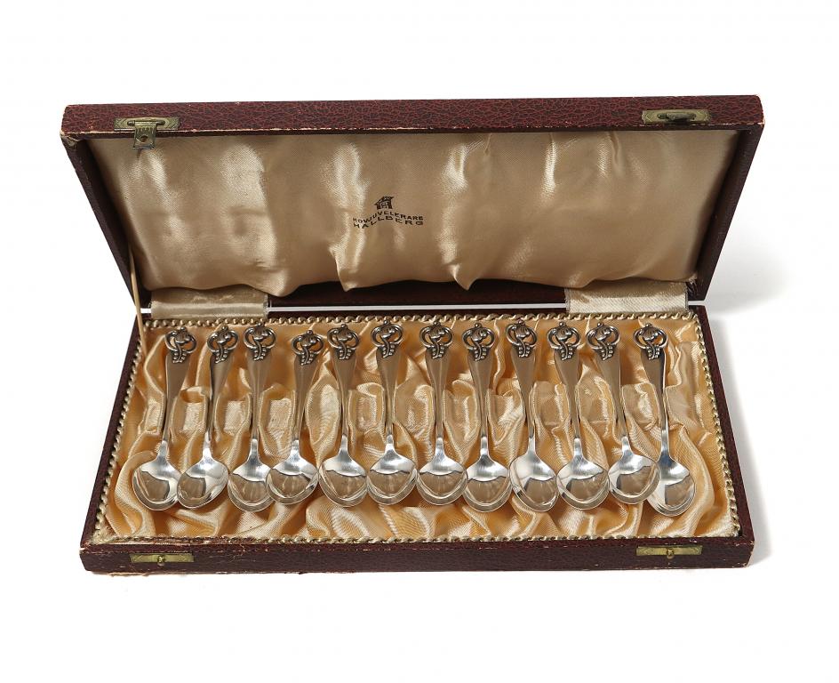 Серебряные кофейные ложки, 12 шт. Швеция, 1950 год.