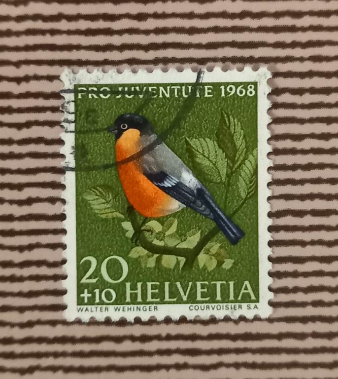 Швейцария 1968 Год Фауна Птицы Евразийский снегирь Гаш