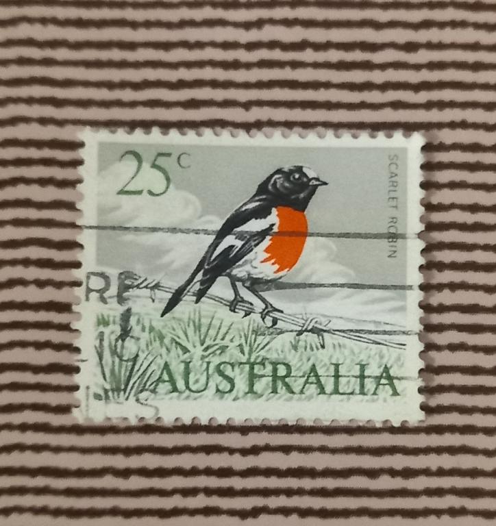 Австралия 1981 Год Фауна Птицы Алая малиновка Гаш