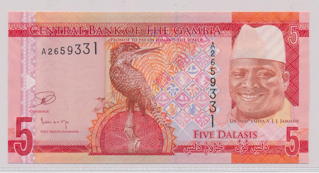 Гамбия 5 даласи 2015 Р-31 UNC