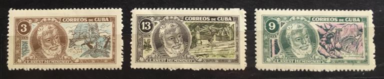 Марки 3 шт. Хемингуэй. Куба 1963 г.