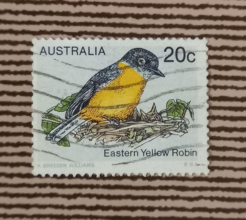 Австралия 1979 Год Фауна Птицы  Восточная желтая малиновка Гаш