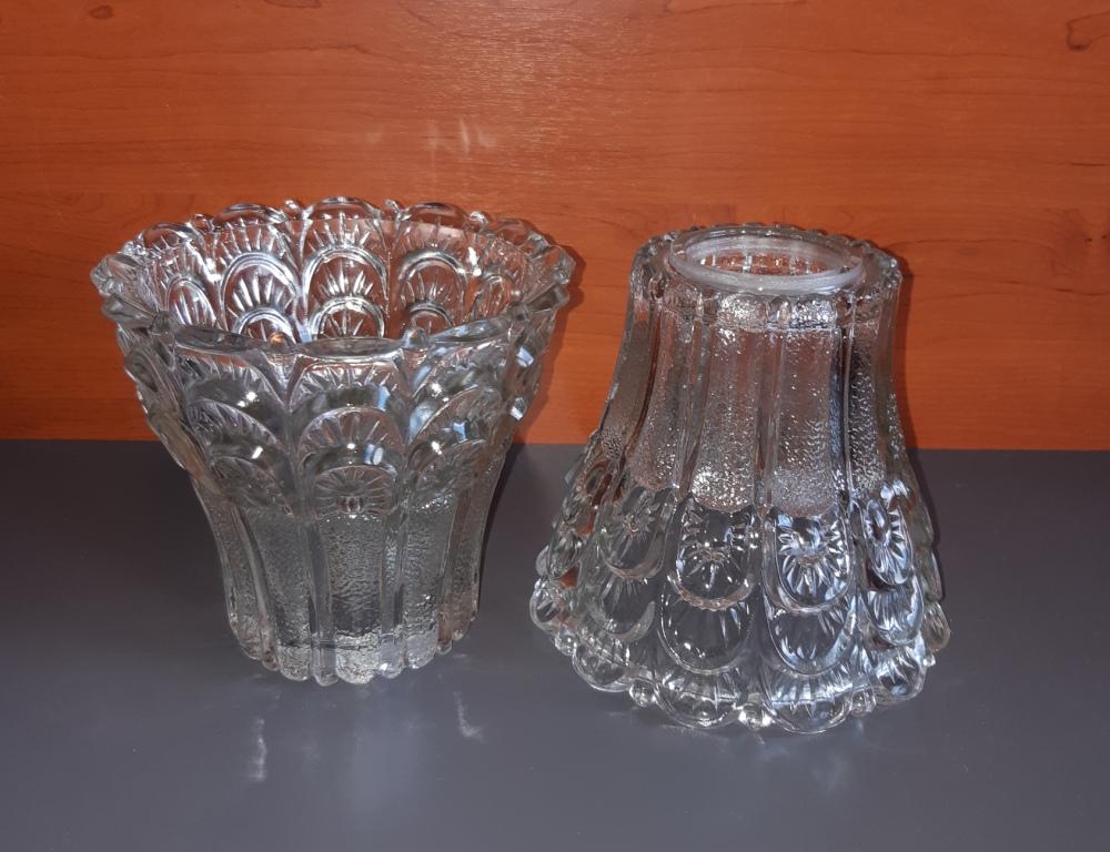 Плафон конусный для люстры / бра. Бесцветное Прозрачное стекло. Орнамент. СССР. 1960 - 1970 гг. 20 в