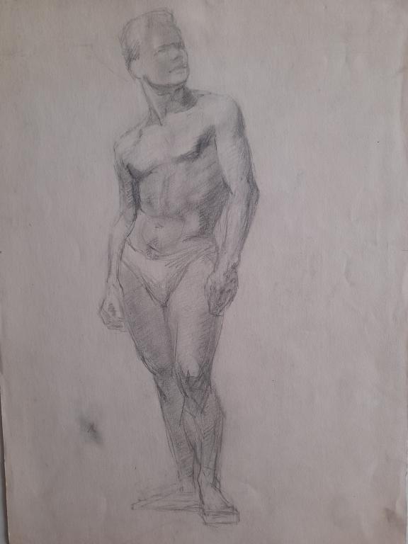 Яновская О.Д. (1900-1998) Стройный натурщик, смотрящий влево