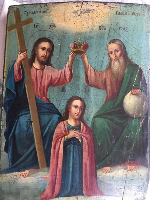 Икона, коронование Божьей матери.