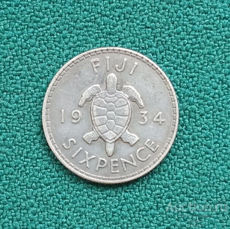 Фиджи 6 пенсов 1934 г  состояние