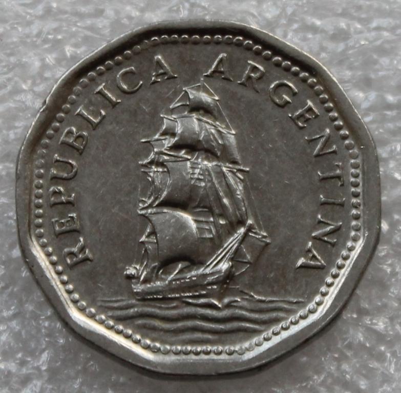 Аргентина 1968 5 песо Парусник Корабль Южная Америка