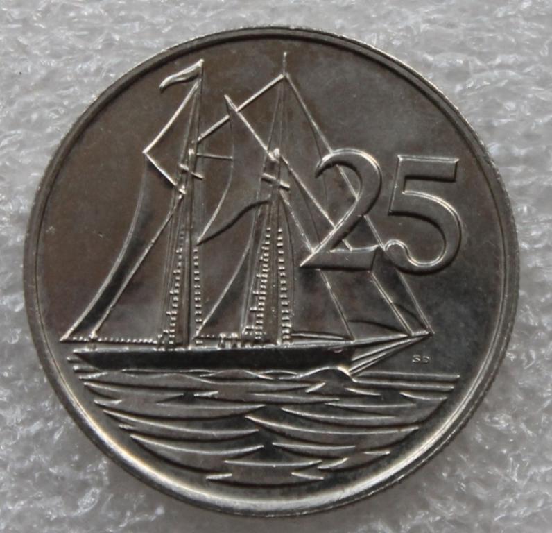 Каймановы острова 1987 25 центов Парусник Карибы