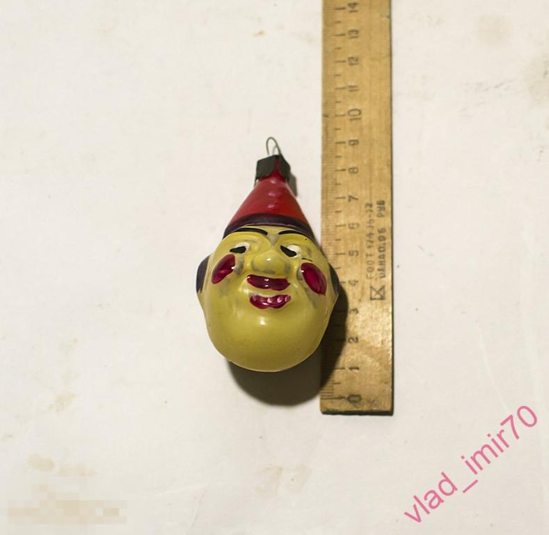 Ёлочная игрушка Голова клоуна СССР сохран