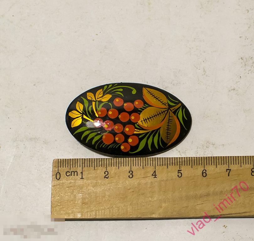 Брошь Рябина Федоскино Палех Винтаж СССР (2)
