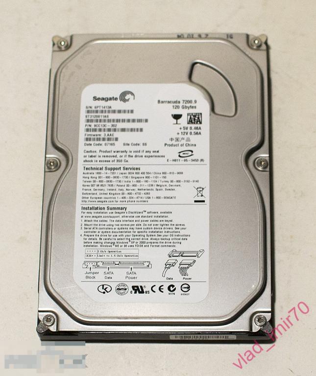 Жесткий диск 3,5 Seagate 120ГБ SATA рабочий
