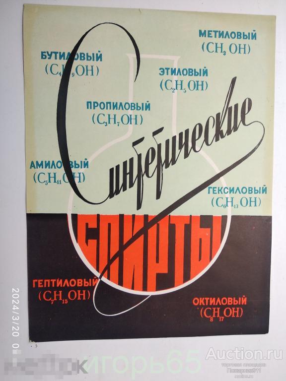Плакат. Реклама. Синтетические спирты  1958 г