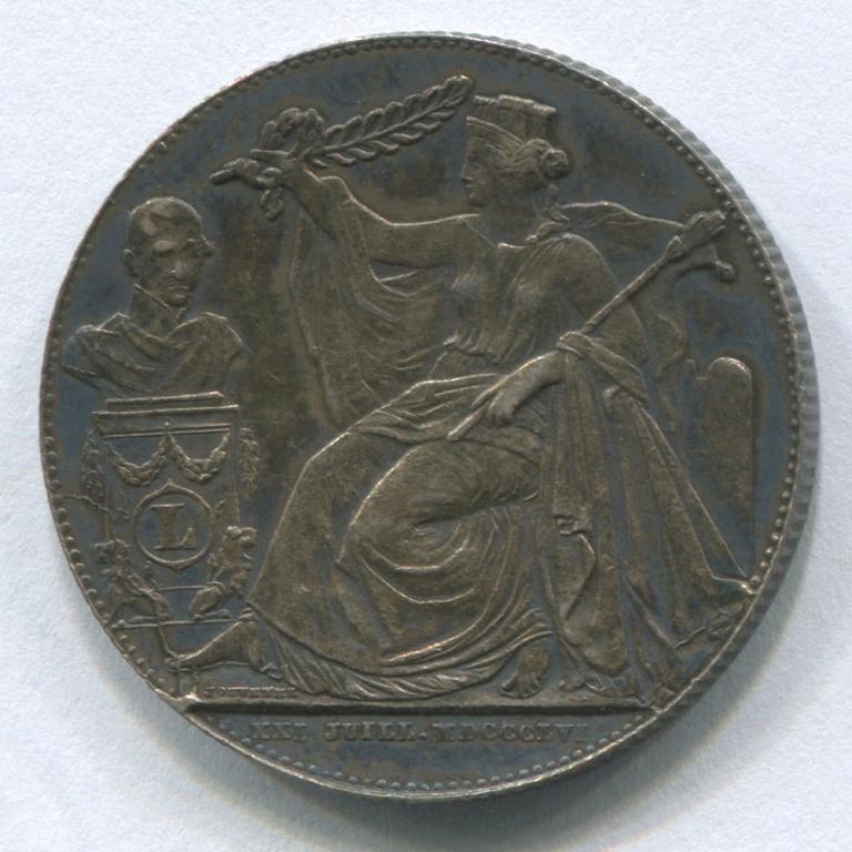 БЕЛЬГИЯ 2 ФРАНКА 1856 AUNC(25 годовщина независимости.Редкая)