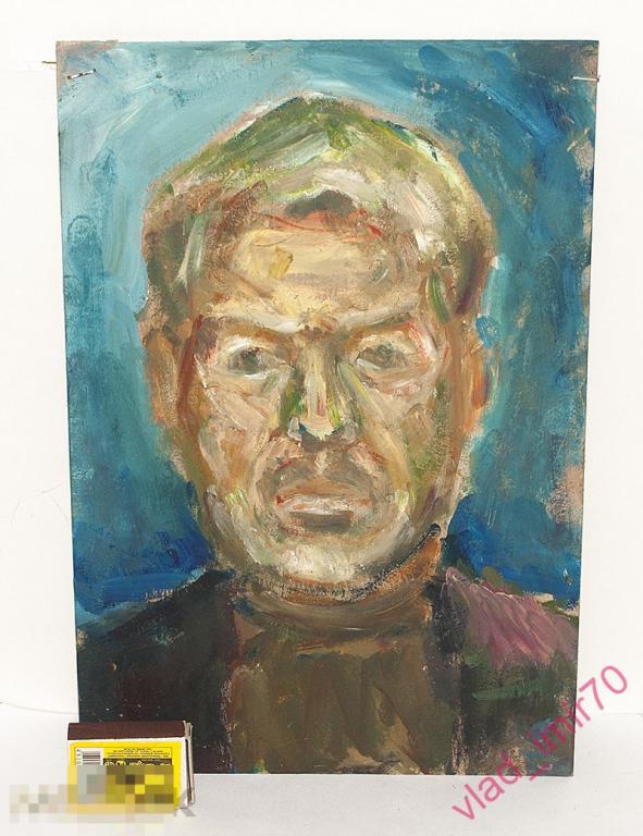 Картина Мужской портрет 2 неизвестный художник картон, примерно 80-е гг. 22х33см.