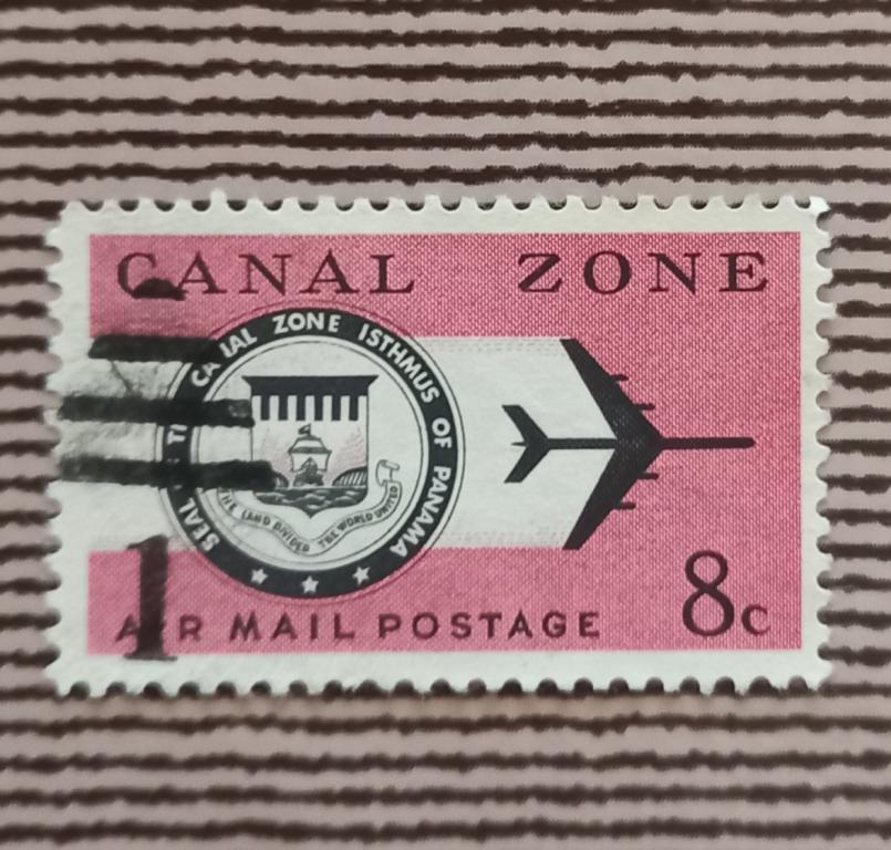 Зона Панамского канала 1965 год   Герб и реактивный самолет Гаш