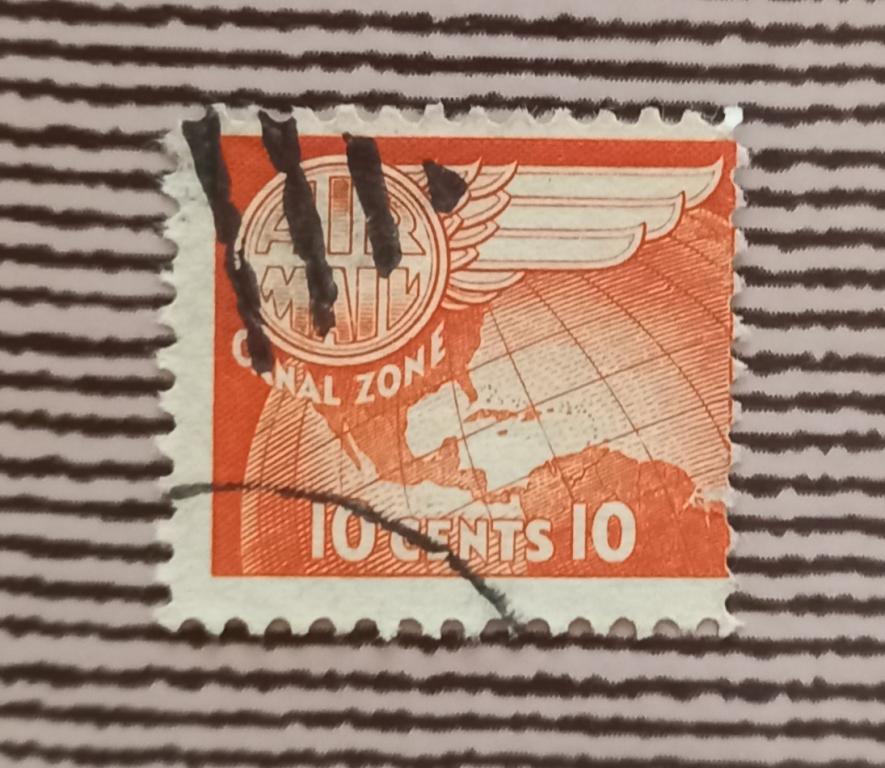 Зона Панамского канала 1951 год Глобус и крыло Авиопочта Гаш