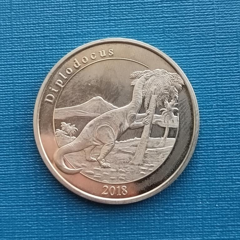 майотта 1 франк 2018 год Динозавры  Diplodocus Диплодок лот 4