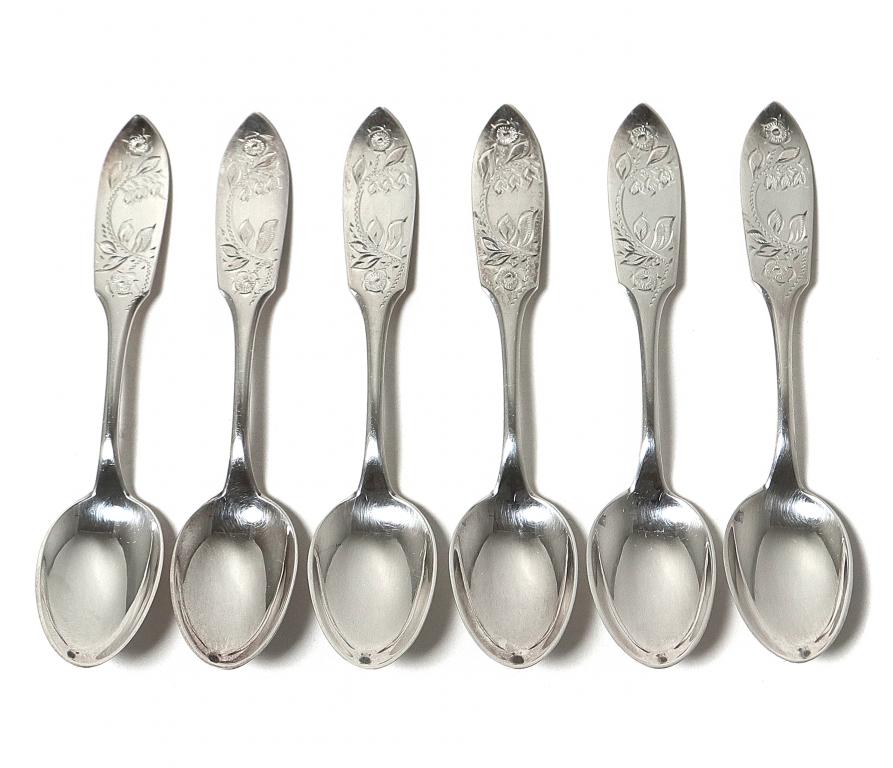 Серебряные чайные ложки, 6 шт. Финляндия, 1972 год