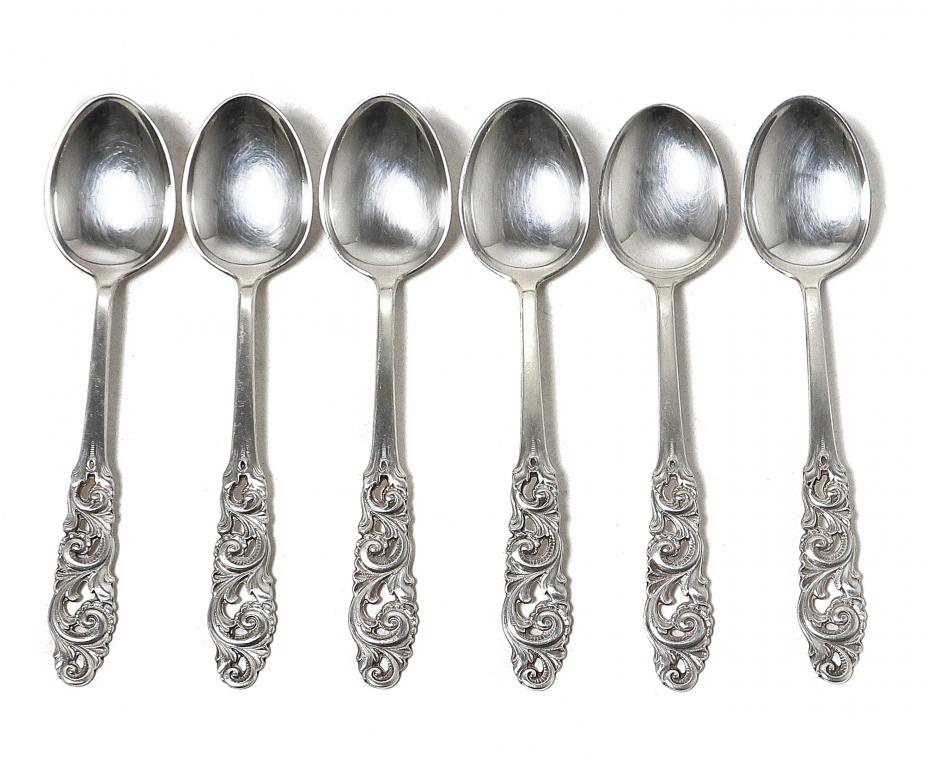 Серебряные кофейные ложки, 6 шт. Норвегия