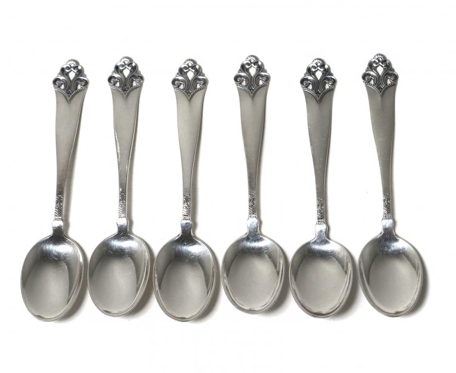Серебряные кофейные ложки, 6 шт. Норвегия
