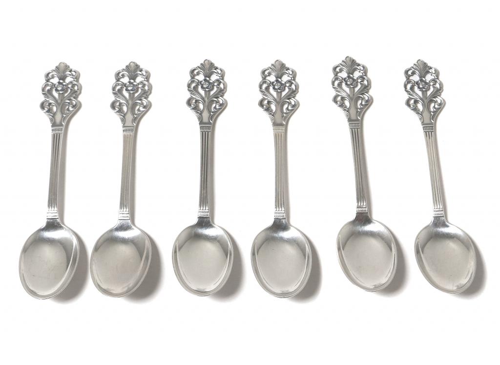 Серебряные кофейные ложки, 6 шт. Норвегия