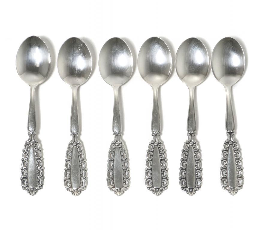 Серебряные кофейные ложки, 6 шт. Швеция, 1961 год