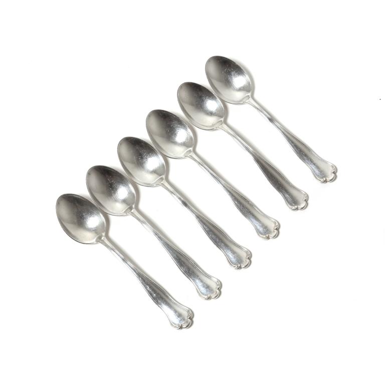 Серебряные кофейные ложки, 6 шт. Швеция,
