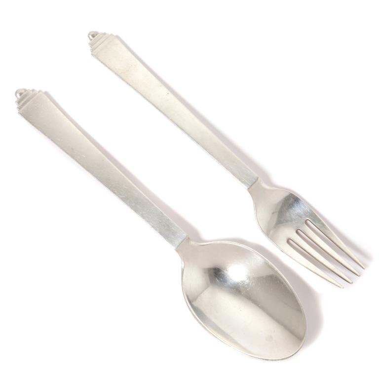 Серебряные обеденные ложка и вилка. Georg Jensen.