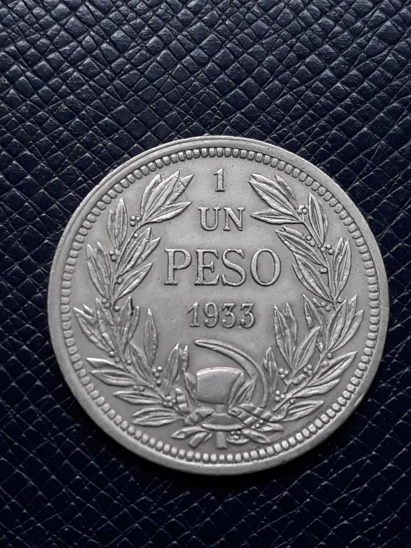Чили 1 песо 1933 КМ 176.1
