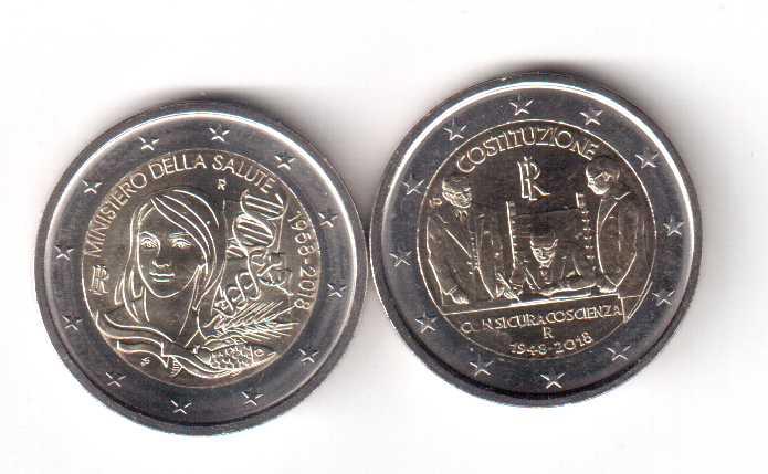 2 евро Италия 2018 Здравоохранение (левая)