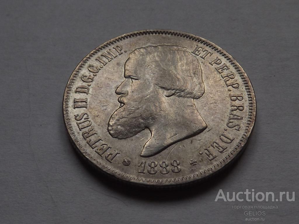 Бразилия 2000 рейс (реалов) 1888 Серебро 917 Редкая!!!! СОСТОЯНИЕ!!!!!