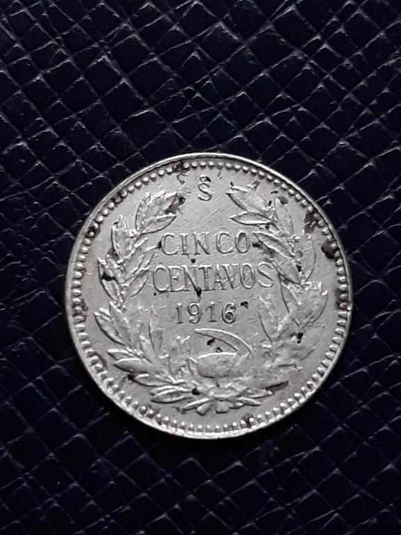 Чили 5 сентаво 1916 КМ 155.3