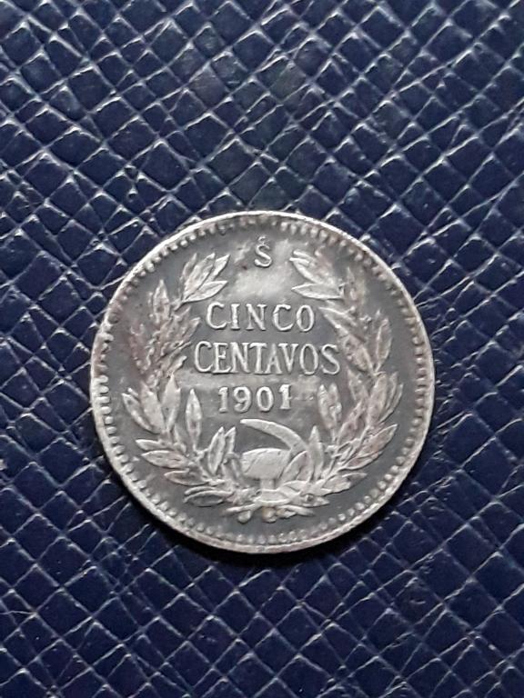 Чили 5 сентаво 1901 КМ 155.2
