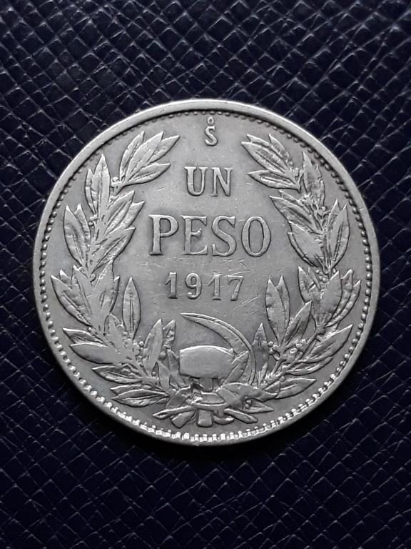 Чили 1 песо 1917 КМ 152.4