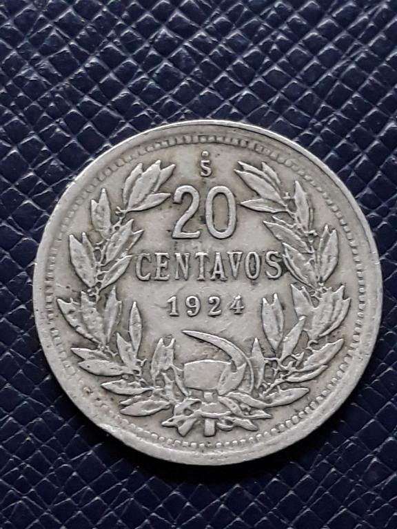 Чили 20 сентаво 1924 КМ 167.1